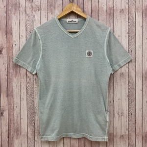 ストーンアイランド STONE ISLAND 半袖 Tシャツ Vネック ワンポイント ロゴ ブルーグリーン系 サイズS メンズ