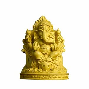 ガネーシャの置物 ツゲの木彫り インドの神様 象 仏像 オブジェ 卓上インテリア 開運 金運アップ
