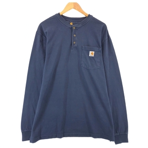 古着 カーハート Carhartt ORIGINAL FIT ヘンリーネック 無地ポケットロングTシャツ ロンT メンズL /eaa432718