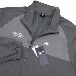 ★リーボック REEBOK 新品 メンズ ロゴ入り 裏メッシュ トレーニング ジャケット 灰 グレー Lサイズ [X1422RR-N3-L] 二 弐★QWER