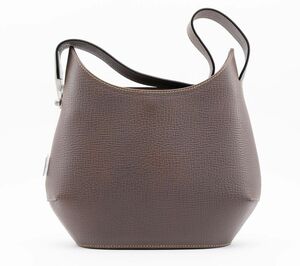 1円 LOEWE 美品 ロエベ レザー ハンドバッグ 肩掛け ワンショルダーバッグ グレー ロゴ 24-1760