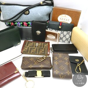 1円～ ブランド小物 14点まとめ売り LOUIS VUITTON GUCCI FENDI Cartier Versace Burberry等◆送料600円～◆～12/27(金)終了 質屋-10443