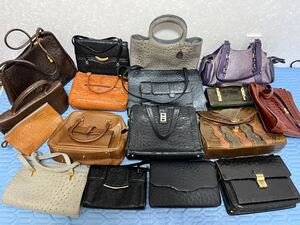 【14点まとめ売り】②エキゾチックレザー クロコ オーストリッチ リザード パイソン 革バッグ ハンドバッグ ショルダーバッグ リュック