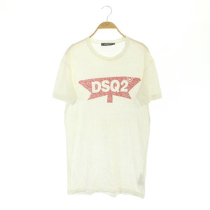 ディースクエアード DSQUARED2 Tシャツ カットソー 半袖 ロゴプリント イタリア製 S 白 ホワイト /MY ■GY03 メンズ