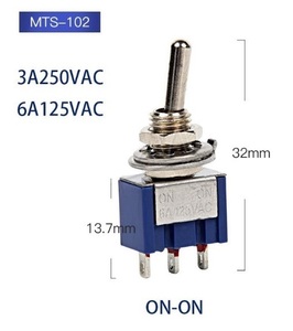 3PシングルON-ONトグルスイッチMTS-102（オルタネイト）250V/3A 125V/6A！