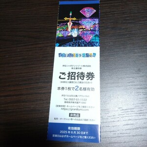 伊豆高原 グランイルミ 株主優待券 ご招待券　1枚（2名様分）期限2025年6月30日 伊豆シャボテンリゾート