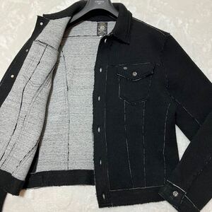 希少XL/美品●DIESEL【ニットジャケット カーディガン ブルゾン】 ディーゼル ブラック 黒 背面レザーパッチ付き メンズ アウター 