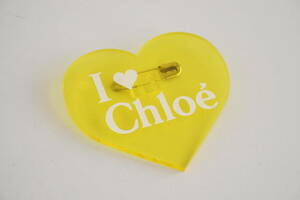 Chloe/クロエ*ハート バッジ ブローチ*I LOVE Chloe/アイラブ クロエ*Chloe juice*イエロー/黄色*