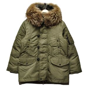 MONCLER モンクレール RONIER ロニエ N-3B型 コヨーテファー フード ダウンジャケット カーキ サイズ1 正規品 / 36143