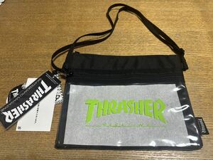 THRASHERスラッシャー スケートボードマガジン サコッシユ ショルダーバッグ ブラック 蛍光グリーン