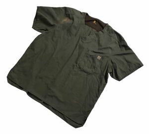 大きいサイズ ■ Carhartt カーハート ■ ロゴ ラベル プルオーバー シャツ カーキ XL