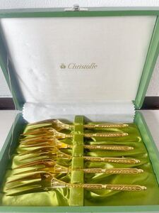 Christofle フォーク カトラリーセット 6本　箱付　クリストフル ゴールド　