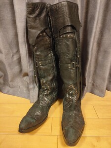 hiromutakahara roen ヒロムタカハラ ロエン MIX MATERIAL BOOTS ロングレザーブーツ hyde着