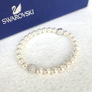 ◆未使用級◆スワロフスキー　SWAROVSKI　パール　パヴェ　ブレスレット　箱つき