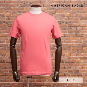 AMERICAN EAGLE/Lサイズ/定番Tシャツ 1164-1542 ジャージー伸縮 無地 イーグル刺繍 クルーネック 半袖 新品/赤/レッド/ih163/