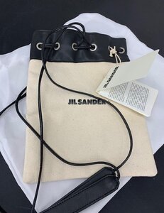 【新品同様品】 JIL SANDER ジルサンダー キャンバス ドローストリング 巾着型 ショルダーバッグ （管理番号：060104）