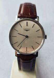 手巻き 稼働品 ロンジン メンズ腕時計 シルバー文字盤 LONGINES 8558