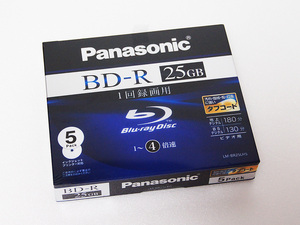 ■Panasonic(パナソニック) 録画用 BD-R 25G 180分(地上波)130分(BS) 5枚パック【未使用】日本製 生産終了品