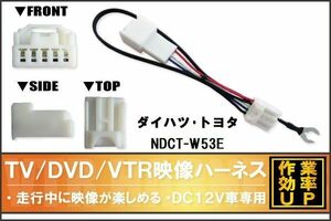 走行中に映像が楽しめる TOYOTA DAIHATSU トヨタ ダイハツ NDCT-W53E 対応 TV DVD VTR 映像ハーネス ケーブル コード DC12V 車専用