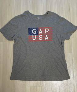 GAP(ギャップ)星条旗プリントTシャツ■Lサイズ■USAヴィンテージ加工グレーアメカジメンズ古着ファッション