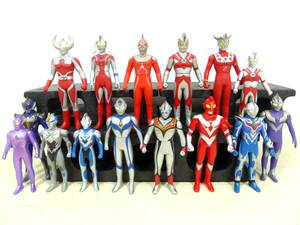 古めレア? ソフビまとめ売り15体「ウルトラマン系 父/母/エース/レオ/ダイナ/ティガ/ゼアス/ネクサス/メビウス/X/Z」傷汚多 ジャンク