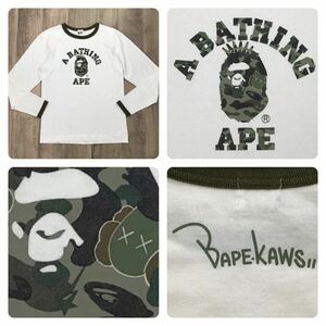 KAWS × BAPE camo Bendy NYC カレッジロゴ 長袖 Tシャツ Mサイズ a bathing ape エイプ ベイプ アベイシングエイプ カウズ NIGO w25