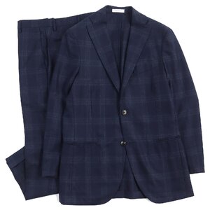 極美品△BOGLIOLI ボリオリ N2182E K.JACKET ケージャケット チェック柄 アンコンジャケット シングルスーツ 上下セットアップ 44 正規品