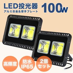 屋外防水LED投光器 2個セット 100W 防水 作業灯 外灯 防犯 110v ワークライト 看板照明 昼光色 led照明器具 屋外作業 IP65