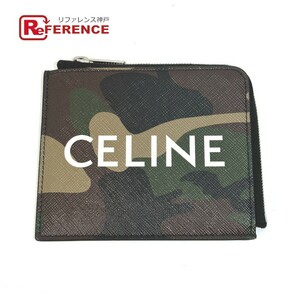 CELINE セリーヌ 10D88 2DEM カモフラ 迷彩 コンパクトジップ カードケース付 コインケース PVC グリーン レディース【中古】美品