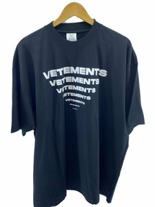 VETEMENTS◆24SS/pyramid logo/Tシャツ/XS/コットン/BLK/UE64TR140B//