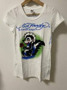 Ed Hardy Womens Short Sleeve　Crew　 Neck Tee Skunk White エドハーディー レディース　 ベーシック スカンク　半袖