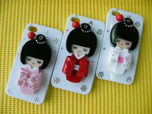 新品＊超格安 ★iPhone4/4s用 3D超可愛い舞妓人形デザインケース 鏡も付き　３色