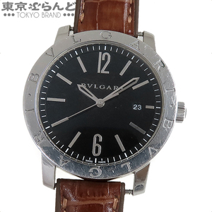 101731400 1円 ブルガリ BVLGARI ブルガリブルガリ BB41S ブラック SS レザー デイト 腕時計 メンズ 自動巻 オートマチック 純正SSブレス付