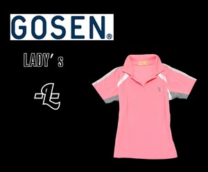 レディースL◇GOSEN◇半袖ポロシャツ pink