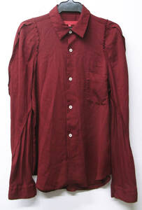 COMME des GARCONS InsideOut Blouse Shirt M Crimson Red コムデギャルソン 製品染め インサイドアウト シーム ブラウス シャツ エンジ M