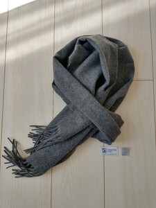 【極美品】johnstons of elgin ミディアムグレー カシミア100% 無地 マフラー フリンジ