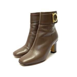 良好◆Salvatore Ferragamo サルヴァトーレフェラガモ ガンチーニ ブーツ 4.5◆ ブラウン レディース シューズ ブーティー boots KI1004