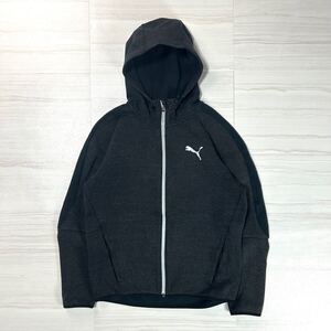 PUMA プーマ ジップアップパーカー フーディー パーカー スポーツウェア トレーニングウェア フルジップ ブラック L ワンポイントロゴ