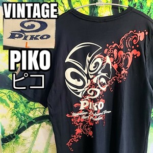 美品 90s 90年代 ビンテージ 両面プリント ピコ　PIKO バックプリント 黒 Tシャツ 良品 あいみょん　あのちゃん　VINTAGE 