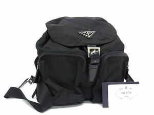 1円 PRADA プラダ B5885F テスートナイロン 巾着型 リュックサック デイパック バックパック レディース ブラック系 FA9798