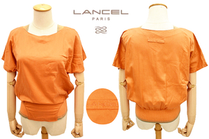 Y-6167★送料無料★美品★LANCEL SPICE PARIS ランセル★正規品 優しい手触りレーヨン オレンジ ドルマン 半袖 カットソー シャツ 9号 M