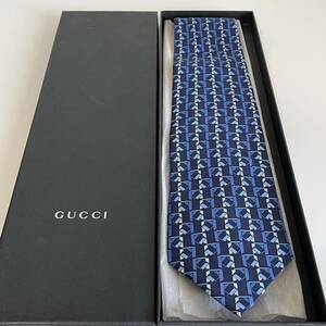 グッチ（GUCCI） 青ブロック柄ネクタイ