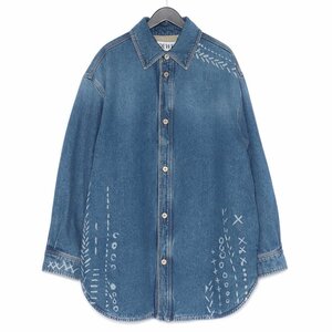 LOEWE オーバーサイズデニムボアブルゾン サイズ48 インディゴ H526Y05W24 ロエベ Inslated Printed Oversize DenimBoa Jacket