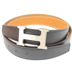 100471HERMES エルメス 新品同様美品 コンスタンス リバーシブル Hバックル S金具 ＃100 ベルト レザー/ヴォーエプソン ブラック X刻印