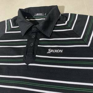 SRIXON スリクソン 半袖ポロシャツ マルチボーダー 黒 ストレッチ 速乾【L】