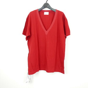 18SS The Letters ザ レターズ V NECK STRAP T-SHIRT RED メッセージテープ ストラップ Vネック 半袖 Tシャツ RED L