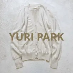 YURI PARK カシミヤ 100% カーディガン　リボン　ベージュ