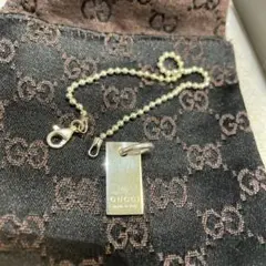 未使用 GUCCI ロゴ入りプレート ボールチェーンブレスレット シルバー925