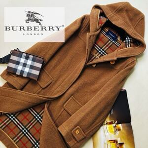 h64 暖かい上品な一着◎最高級イングランド製参考価格20万●BURBERRY LONDON●ノバチェック ダッフルコート バーバリーコート