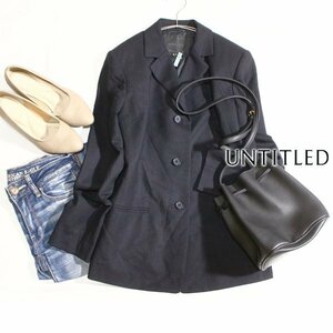 美品 UNTITLED アンタイトル 綺麗め スーツ生地 ジャケット 9号 M 春 秋 合服 24B09